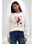 Astronot Gezegen Uzay Aracı Erkek Kadın Unisex Dijital Baskılı Beyaz Sweatshirt 1