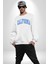 California Mavi Kollej Logo Erkek Kadın Unisex Dijital Baskılı Beyaz Sweatshirt 2