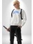 California Mavi Kollej Logo Erkek Kadın Unisex Dijital Baskılı Beyaz Sweatshirt 5