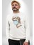 Medical Maske ve Sanat Uyumu Erkek Kadın Unisex Dijital Baskılı Beyaz Sweatshirt 2