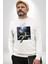 Astronot Cesur Ol Erkek Kadın Unisex Dijital Baskılı Beyaz Sweatshirt 4