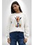 Yapay Zeka Sanat Zürafa Çiçekler Çizimi Erkek Kadın Unisex Dijital Baskılı Beyaz Sweatshirt 2