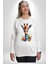 Yapay Zeka Sanat Zürafa Çiçekler Çizimi Erkek Kadın Unisex Dijital Baskılı Beyaz Sweatshirt 4