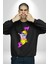 Einstein Retro Dil Çıkarma Devam Ettir Erkek Kadın Unisex Dijital Baskılı Siyah Sweatshirt 4