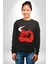 Kırmızı Boğa Maskotu Erkek Kadın Unisex Dijital Baskılı Siyah Sweatshirt 2