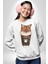 Catpuccino Kedi Karikatür Eğlenceli Tasarım Erkek Kadın Unisex Dijital Baskılı Beyaz Sweatshirt 1