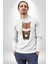 Catpuccino Kedi Karikatür Eğlenceli Tasarım Erkek Kadın Unisex Dijital Baskılı Beyaz Sweatshirt 2