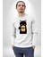 Nope Kedi Mizahi Kahve Tasarımı Erkek Kadın Unisex Dijital Baskılı Beyaz Sweatshirt 2