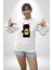 Nope Kedi Mizahi Kahve Tasarımı Erkek Kadın Unisex Dijital Baskılı Beyaz Sweatshirt 3