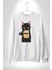 Nope Kedi Mizahi Kahve Tasarımı Erkek Kadın Unisex Dijital Baskılı Beyaz Sweatshirt 5