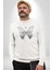 Kelebekler Gibi Cesur Ol Erkek Kadın Unisex Dijital Baskılı Beyaz Sweatshirt 4