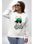 Paskalya Tavşanı Hip Hop Yeşil Şapka Erkek Kadın Unisex Dijital Baskılı Beyaz Sweatshirt 1