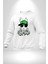 Paskalya Tavşanı Hip Hop Yeşil Şapka Erkek Kadın Unisex Dijital Baskılı Beyaz Sweatshirt 4