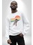 Uzay Adamı Tasarımı Erkek Kadın Unisex Dijital Baskılı Beyaz Sweatshirt 1