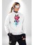 Space Party Astronaut Absürt Neon Renkli Uzay Erkek Kadın Unisex Dijital Baskılı Beyaz Sweatshirt 2
