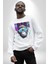 Kötü Maymun Güneş Gözlüklü Erkek Kadın Unisex Dijital Baskılı Beyaz Sweatshirt 1