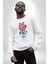 Space Party Astronaut Absürt Neon Renkli Uzay Erkek Kadın Unisex Dijital Baskılı Beyaz Sweatshirt 5