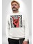 Rock On El Işareti Metal Horns Sembolü Erkek Kadın Unisex Dijital Baskılı Beyaz Sweatshirt 2