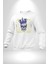 Adil Zihin Karışın Zihin Kral Iskelet Erkek Kadın Unisex Dijital Baskılı Beyaz Sweatshirt 2