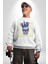 Adil Zihin Karışın Zihin Kral Iskelet Erkek Kadın Unisex Dijital Baskılı Beyaz Sweatshirt 3