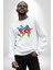 Azerbaycan Haritası Bayrak Tasarımı Erkek Kadın Unisex Dijital Baskılı Beyaz Sweatshirt 4