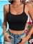 U Yaka Çapraz Askılı Siyah Renk Omuzu Sırtı Açık Kolsuz Likralı Ribana Crop Top Bluz 2