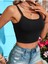 U Yaka Çapraz Askılı Siyah Renk Omuzu Sırtı Açık Kolsuz Likralı Ribana Crop Top Bluz 3