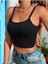 U Yaka Çapraz Askılı Siyah Renk Omuzu Sırtı Açık Kolsuz Likralı Ribana Crop Top Bluz 4