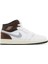 Air Jordan 1 Mıd Se Leather Sneaker Deri Bilekli Günlük Spor Ayakkabı Beyaz Kahve Duman 1