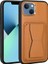 Apple iPhone 13 Kılıf Kartlıklı Standlı ​pu Deri Memo Kapak - Kahve Açık 1