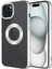 Apple iPhone 15 Plus Kılıf Tek Kamera Çerçeveli Logo Gösteren Omega Kapak-Gümüş 1