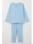 Kız Bebek Pijama Takımı Papatya Desenli 9 Ay-3 Yaş, Açık Mavi 1