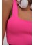 Tek Omuz Crop Fuşya Bluz 5