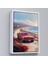 Çerçeveli Sahil Kenarındaki Kırmızı Mustang TABLO-7770 4