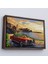 Çerçeveli Sahildeki Kırmızı Klasik Otomobil TABLOSU-7201 2