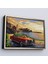 Çerçeveli Sahildeki Kırmızı Klasik Otomobil TABLOSU-7201 3