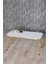 Zigon Sehpa ve Orta Sehpa Kr Gold Metal Ayak Gold Beyaz Set 2