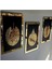 3'lü Dini Tablo Seti 60x42 cm Siyah MDF ve Gold Pleksi Detaylar Renk: Altın 1