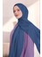 Kadın Zincir Desen Tesettür Blue Jakar Şal Indigo 1