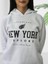 New York Baskılı Kapüşonlu Sweatshirt (Beyaz) 5