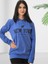 New York Baskılı Kapüşonlu Sweatshirt (Mavi) 3