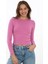 Likralı Pamuk Tişört-Slim Fit -Koyu Pembe 1
