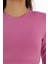 Likralı Pamuk Tişört-Slim Fit -Koyu Pembe 4