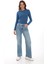 Likralı Pamuk Tişört-Slim Fit -Indigo 2