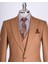 Italyan Stil Slim Fit Ceket Yelek Pantolon Takım Elbise Kahverengi T13502 2