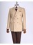 Italyan Stil Slim Fit Balıksırtı Desen Kruvaze Erkek Tek Ceket Bej T13430 1