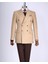 Italyan Stil Slim Fit Balıksırtı Desen Kruvaze Erkek Tek Ceket Bej T13430 3