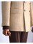 Italyan Stil Slim Fit Balıksırtı Desen Kruvaze Erkek Tek Ceket Bej T13430 4
