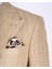 Italyan Stil Slim Fit Balıksırtı Desen Kruvaze Erkek Tek Ceket Bej T13430 5