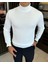 Italyan Stil Slim Fit Balıkçı Yaka Triko Erkek Kazak Ekru T13222 1